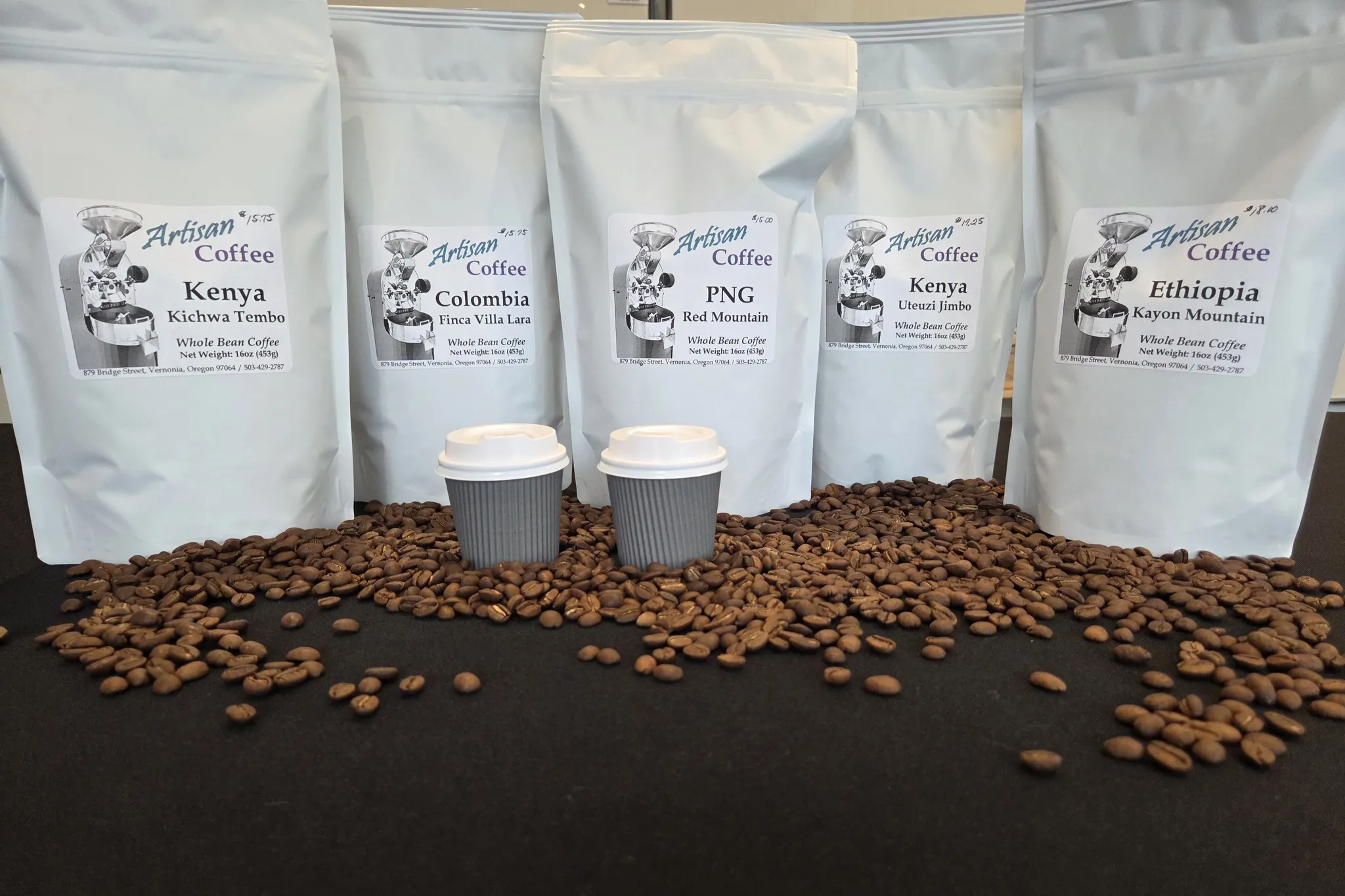 Grey Dawn Gallery coffee bean bags